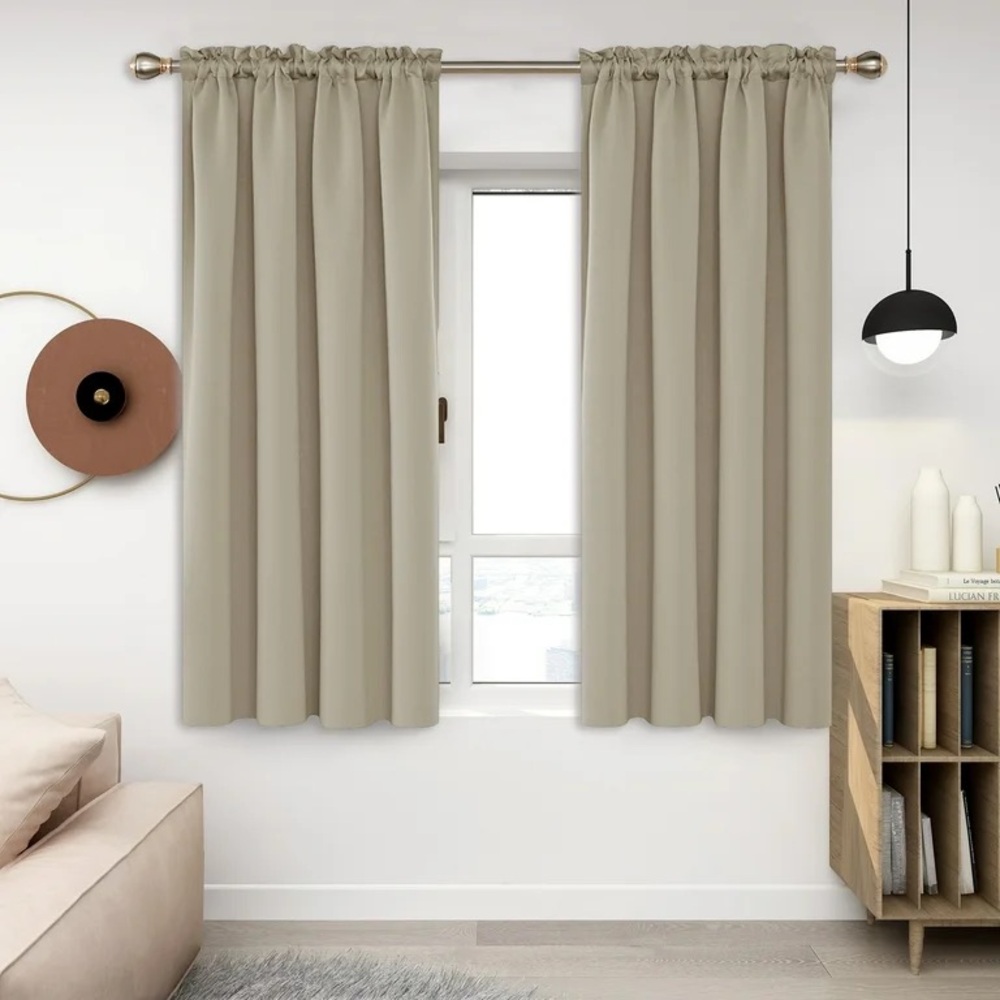 Deconovo Beige Blackout Curtain Set of 2 Panels 52x54